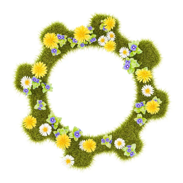 Blomma Gräsbevuxen Redskap Symbol Form Isolerad Vit Bakgrund Illustration — Stockfoto