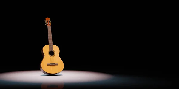 Classical Guitar Spotlighted Black Background Copy Space Illustration — Stok fotoğraf