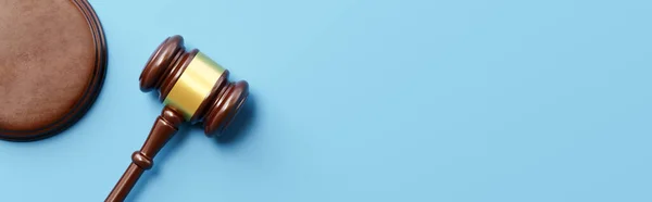 Judges Gavel Blue Background Copy Space Render Illustration — Photo