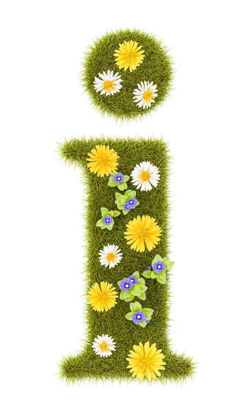 Flowery Grassy Letter Symbol Shape Isolated White Background Illustration —  Fotos de Stock