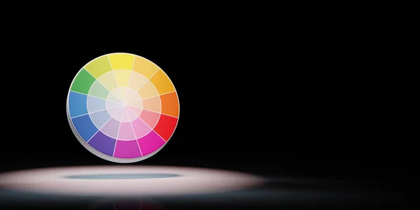 RYB Color Wheel Spotlighted on Black Background with Copy Space 3D Illustration