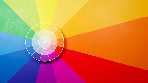 Ryb Color Wheel Colorful Background Copy Space Render Illustration 图库照片