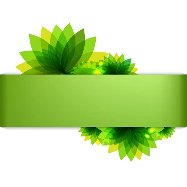 Groene achtergronden instellen met abstracte bloemen — Stockvector