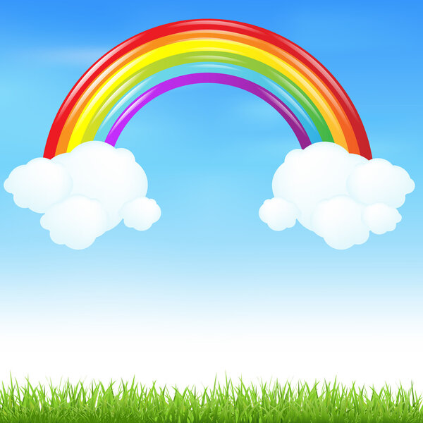 Colorful Rainbow With Grass