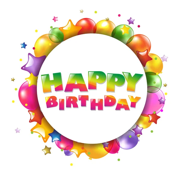 Feliz cumpleaños tarjeta de colores con globos — Vector de stock