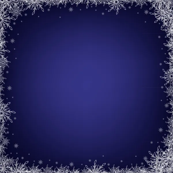 Fondo azul oscuro con copos de nieve — Vector de stock