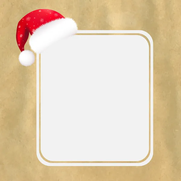 Red Santa Hat with Blank Gift Tag and Old Paper — стоковый вектор