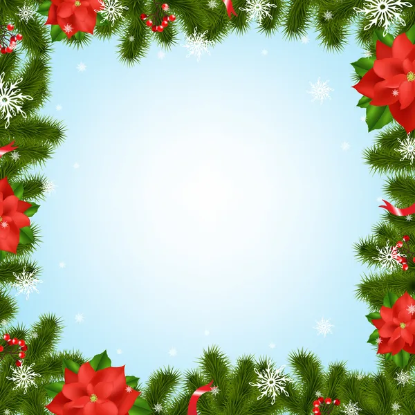 Hranice jedle větve s vánoční hvězda — Stockový vektor