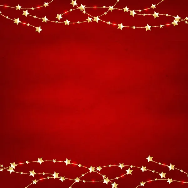 Christmas kırmızı retro arka plan ile altın yıldız çelenk