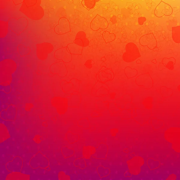 赤いハートの赤とオレンジ色の背景 — ストックベクタ