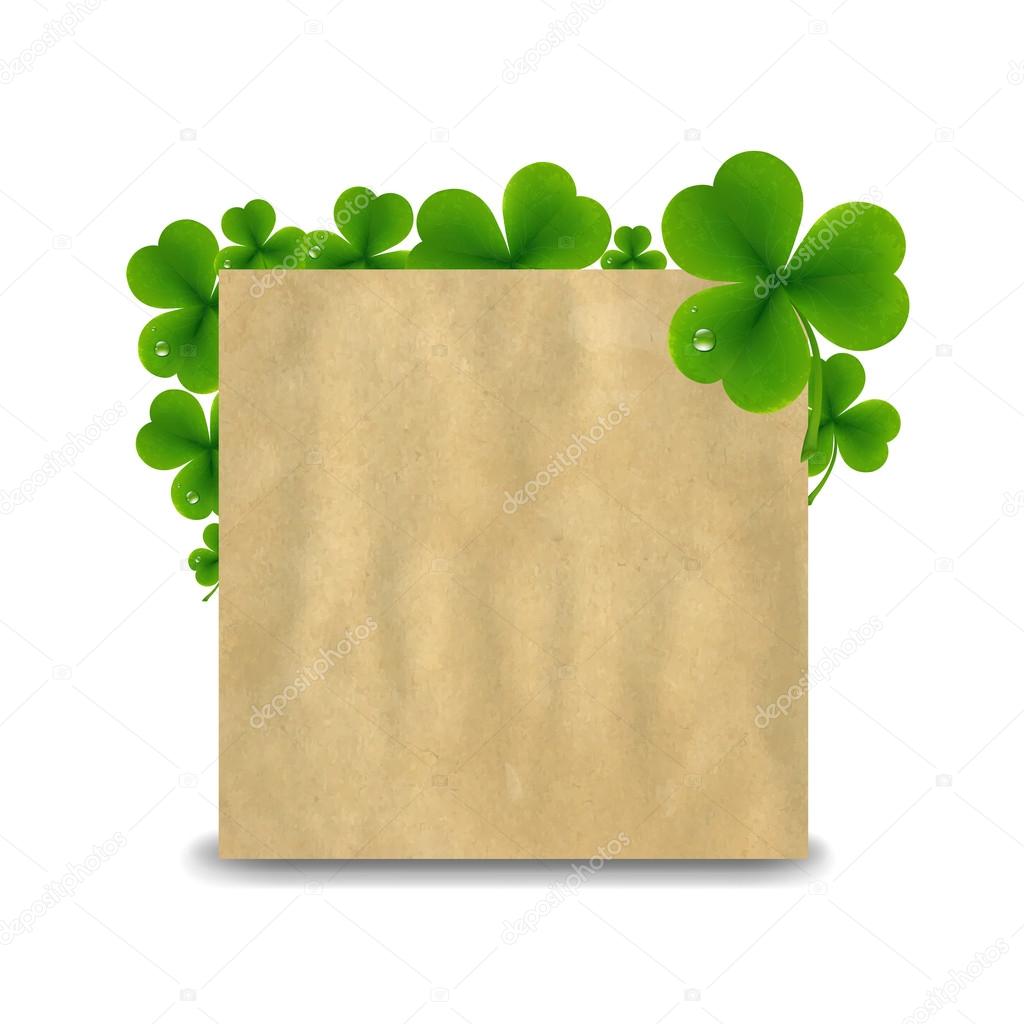 Vintage Banner With Green Clover