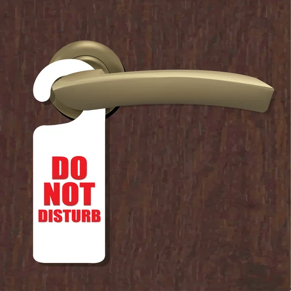 No molestar signo con manija de la puerta y fondo de madera — Vector de stock