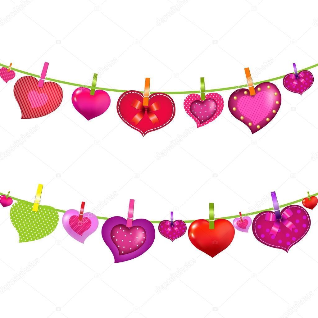 Color Hearts On Clothespegs