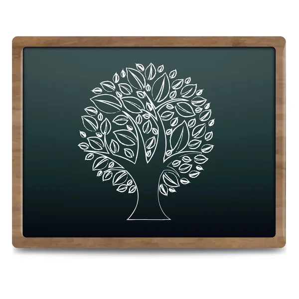 Placa de giz preto com árvore — Vetor de Stock