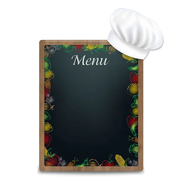 Black Board With Vegetables Border — Stok Vektör