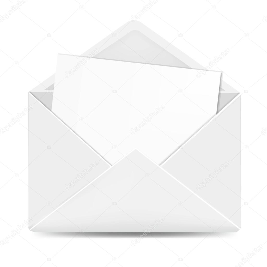 Open White Envelope With Paper With Gradient Mesh, Vector Illustration
