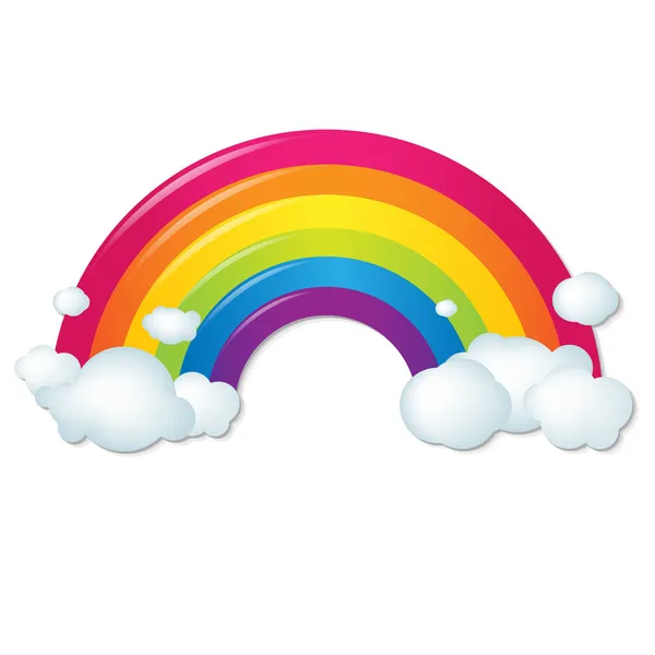 Color arco iris con nubes — Vector de stock