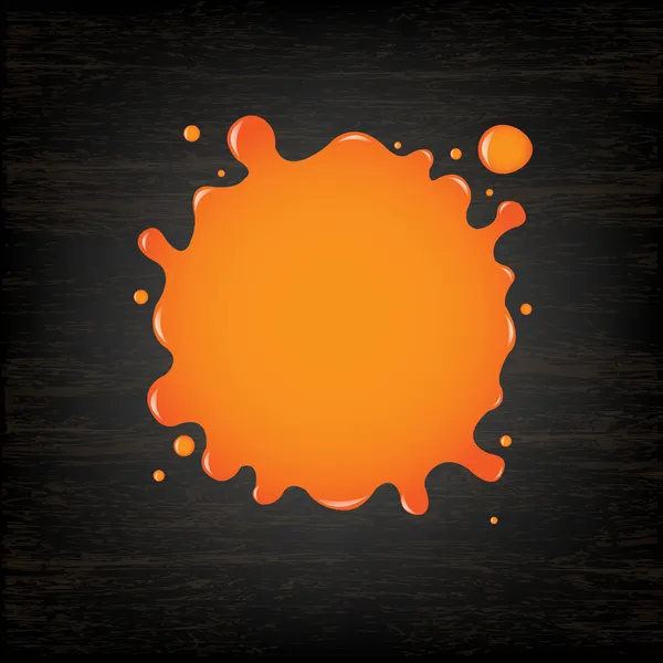 Blot naranja sobre fondo de madera negro — Vector de stock