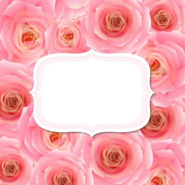 Etikett mit rosa Rose — Stockvektor