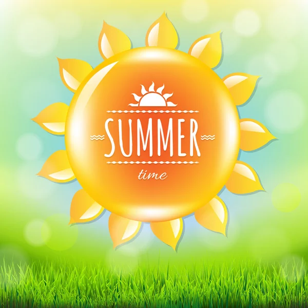 Affiche de l'heure d'été avec herbe — Image vectorielle