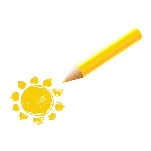 Lápiz amarillo con sol — Archivo Imágenes Vectoriales