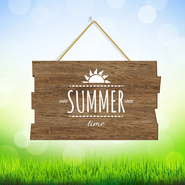 Summer Time Wood Board — Stock Vector