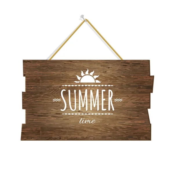 Summer Time Wooden Board — Stock Vector