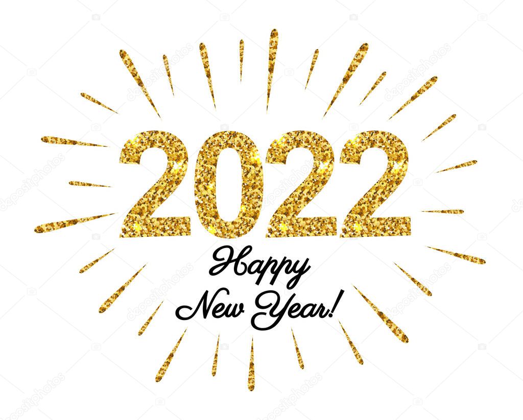 Happy New Year Card And Golden Text