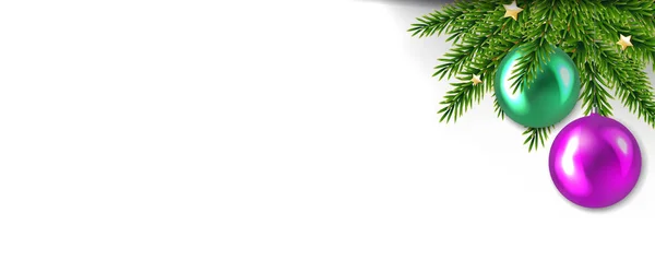 Grinalda de Natal com bolas e decorações e fundo azul — Vetor de Stock