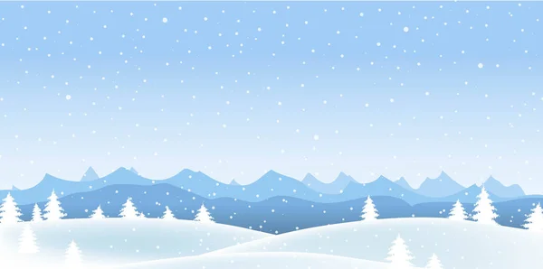 Paysage d'hiver avec frontière blanche de neige — Image vectorielle