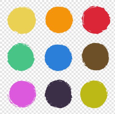 Renkli Boya Çemberi Fırça Darbesi Koleksiyonları Şeffaf Arkaplan