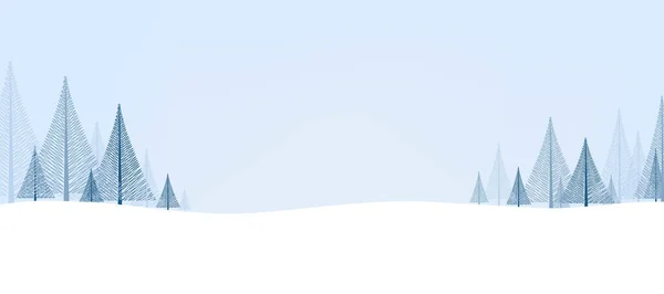 Tarjeta de Navidad con nieve y paisaje — Vector de stock