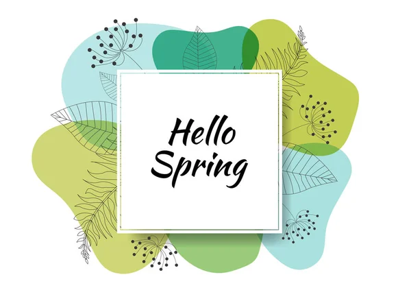 Cartel de primavera con hojas abstractas — Vector de stock