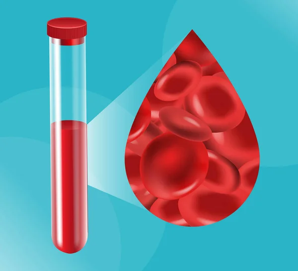 Test Tube With Blood Drop — Stock Vector