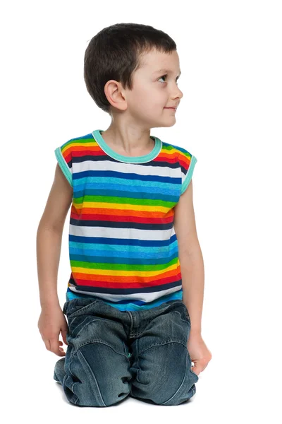 Looking away smiling little boy — Stock Photo, Image