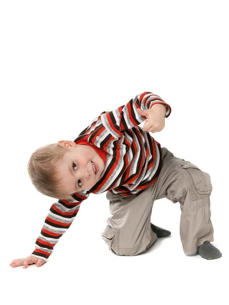 Pleased boy shows his thumb up — Stock Photo, Image