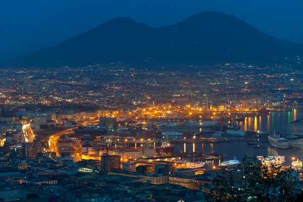 Port of Naples at night — Stock Photo, Image
