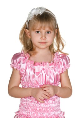 düşünceli küçük kız pembe