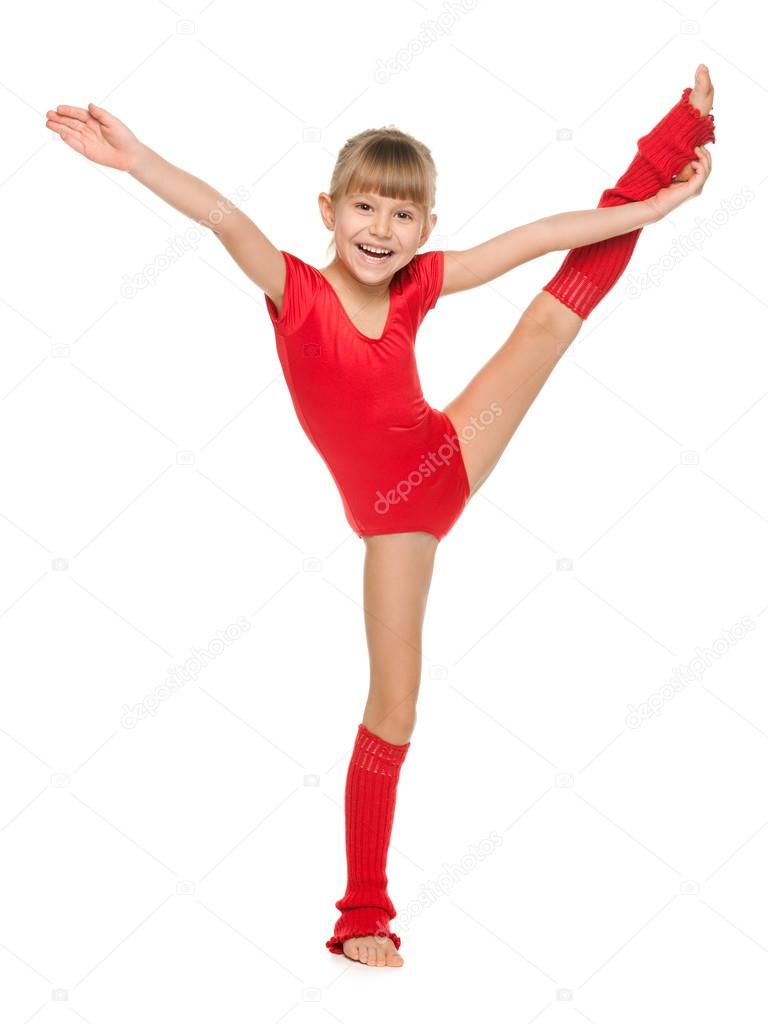 Little cheerful gymnast