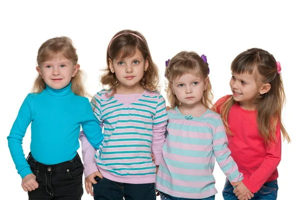 Groep van vier kleine meisjes — Stockfoto