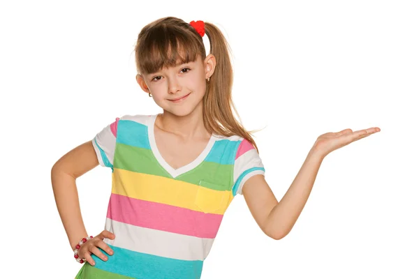 Vrij lachende meisje in een striped blouse — Stockfoto