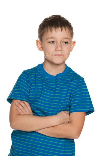 Handsome boy in blue striped shirt — Stock Photo, Image