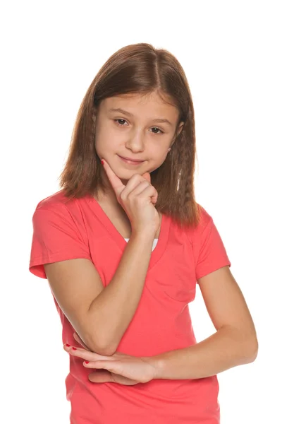 Retrato de uma menina bonita pensativa — Fotografia de Stock