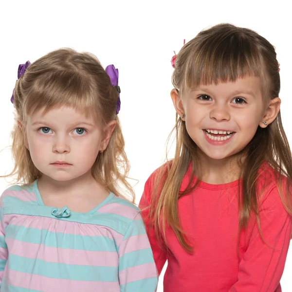Two little girls are standing together — Stock Photo, Image