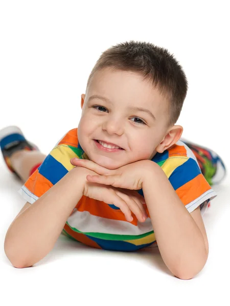Preschool boy on the white background — Stock Photo, Image