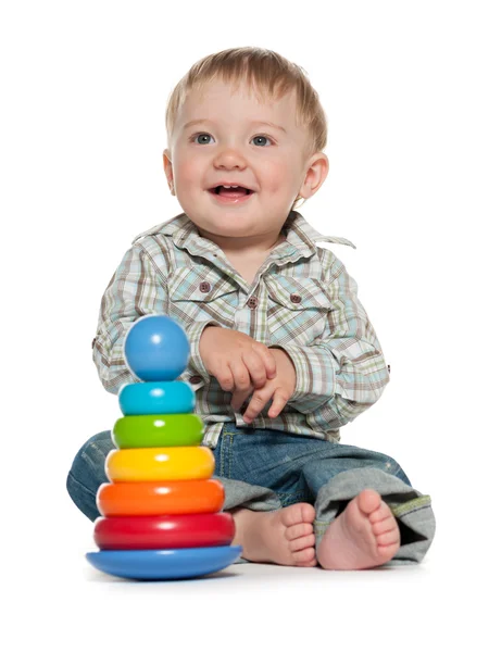 Early learning of a baby boy — Stock Photo, Image