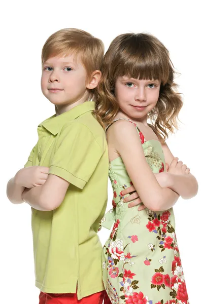 ファッション赤毛の少年と少女 — ストック写真