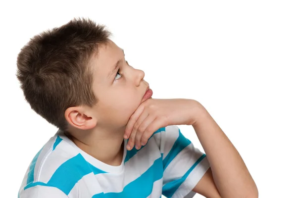 Looking up pensive boy — Stock Photo, Image