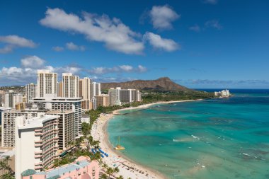 waikiki Beach yaz aylarında doğal görünümü