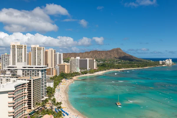 Vista panorâmica da Praia de Waikiki — Fotografia de Stock